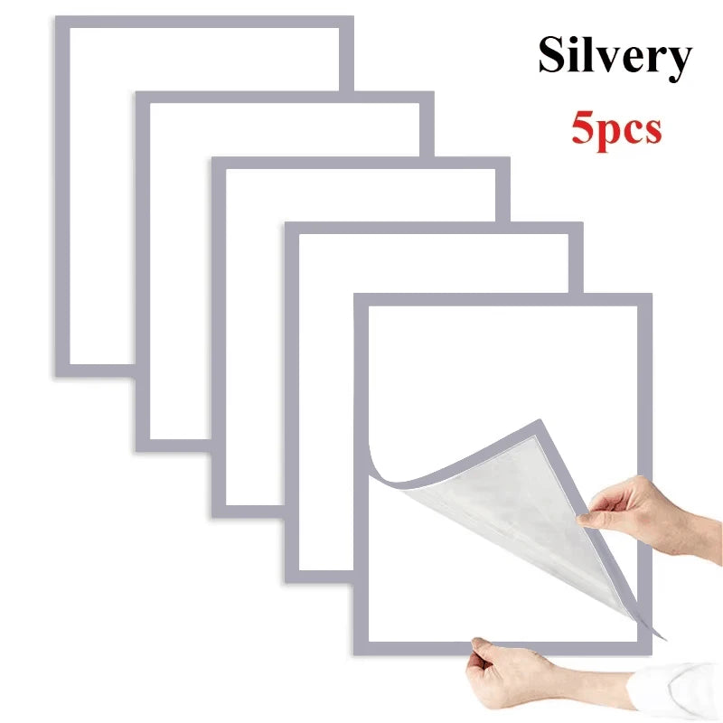 10pcs Rectangular Magnetic Photo Frame A4/A6 Gold Silver Black Self Adhesive No Punch Display Frame Reusable Wall Poster Frame