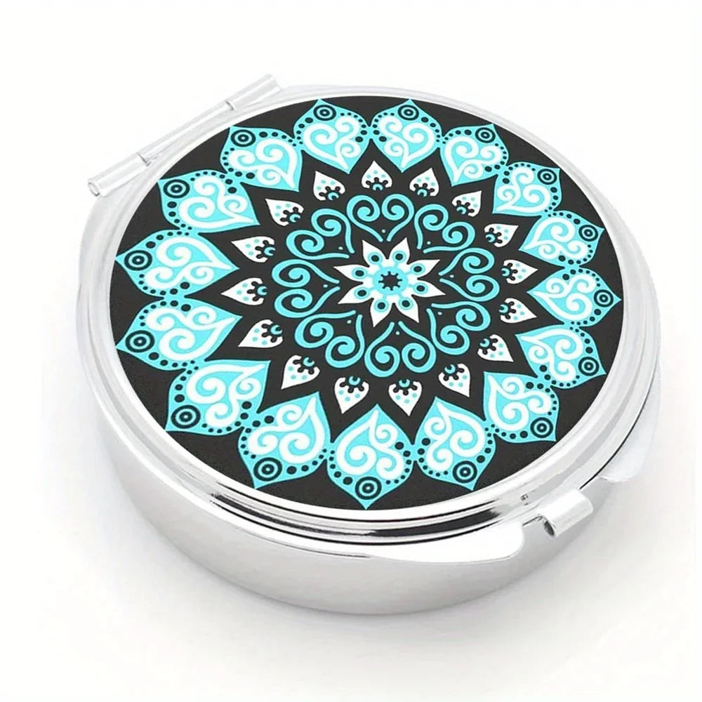 Small Pill Box Cute Pill Case for Travel Mini Pill Container Single Round Metal Pill Holder Organizer for Daily Medicine Supple