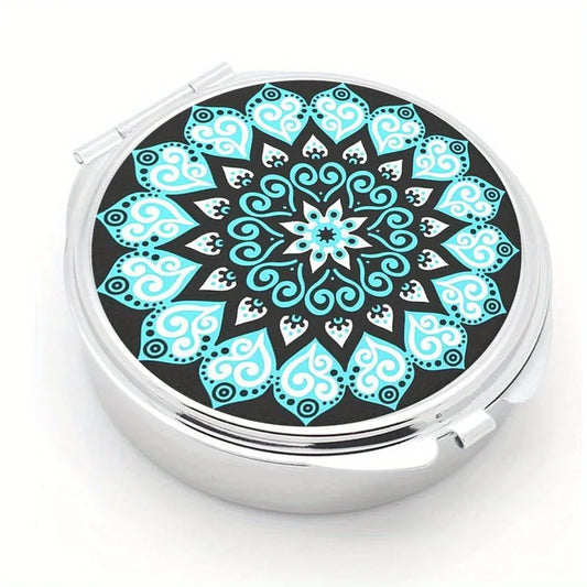 Small Pill Box Cute Pill Case for Travel Mini Pill Container Single Round Metal Pill Holder Organizer for Daily Medicine Supple