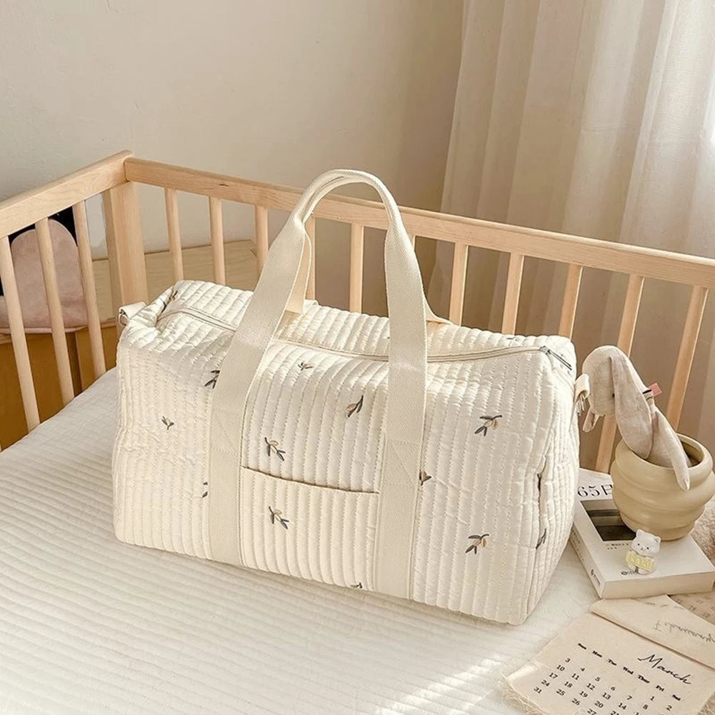 Baby Diaper Bag Embroidered Nappy Organizer Messenger Bag Cute Cartoon Shoulder Bag with Zipper Luggage Tote Bag for Travel