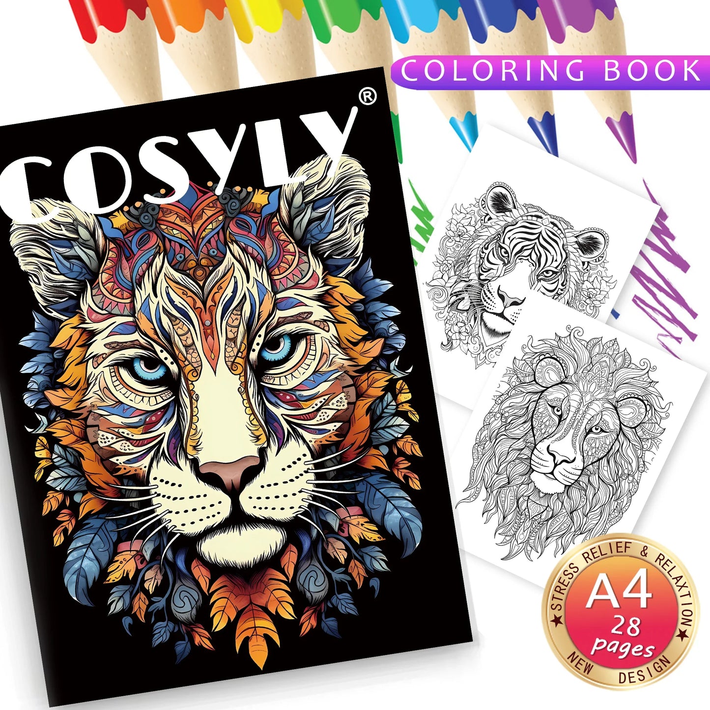 Coloring Book 10 Series Animal Character Protrait Mandala Flowers A4 Size 28 Exquisite Pictures Stress Relief Relaxtion ADHD – Comfort‑First Design | Sensory Style