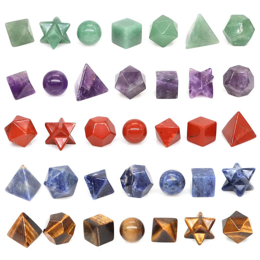 7 Chakra Platonic Sacred Stones Geometry Set Natural Reiki Healing Crystal for Meditation Therapy Balancing Spiritual Home Decor – Sensory Relief On‑Demand | Flexible Symptom Support
