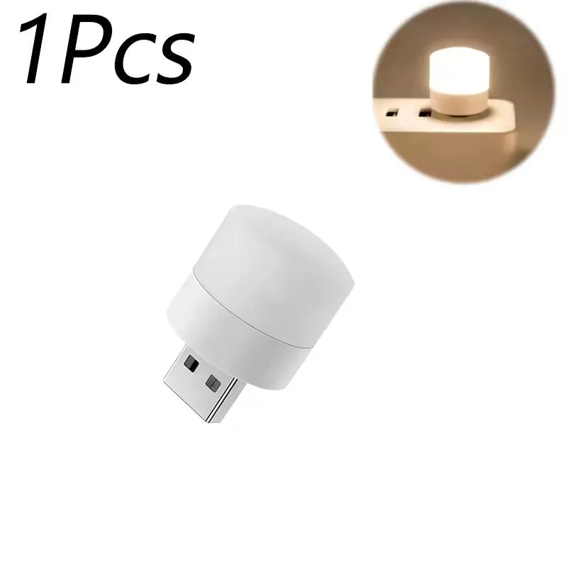 1-10Pcs Mini USB Night Light Warm White Eye Protection Book Reading Light USB Plug Computer Mobile Power Charging LED Night Lamp
