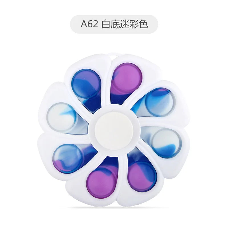 Fidget Spinner Toys 2In1 Simple Dimple 8 leaves Flower Push Pop Finger Press Bubble Anxiety Relief Stress for Kid Adults Autism