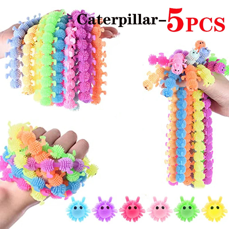 5/30PCS Funny Stretch Sensory Toys Unicorn Caterpillar Dinosaur Alpaca Kawaii Fidget Toys Stress Relief Gifts for Children Adult