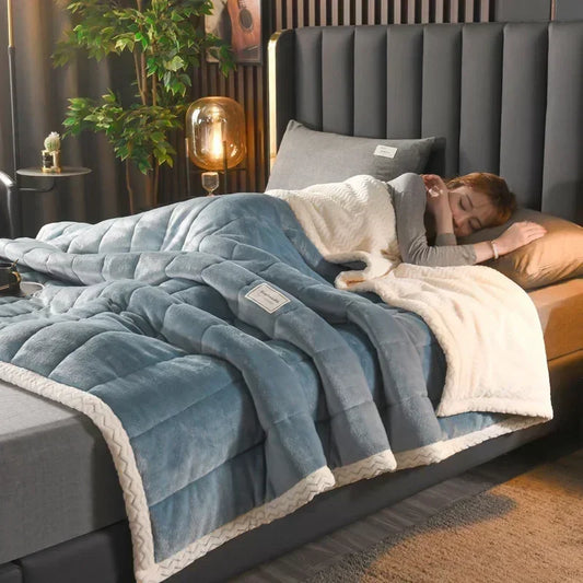 Milk Fleece Autumn Winter Warm Weighted Blankets for Beds European Thickened Beibei Velvet Throw Blanket Warmth Quilt Comforter