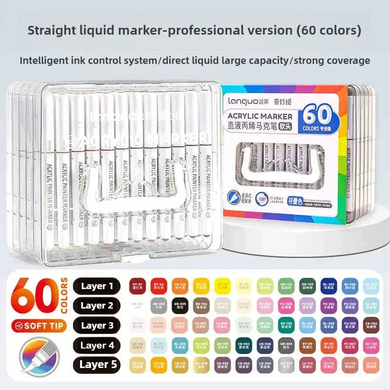 LANGUO 240/9 Colors Direct Liquid Color Acrylic Paint Pens Brush Marker Artist Painting DIY Card Making Art Supply Stationery – Comfort‑First Design | Sensory Style