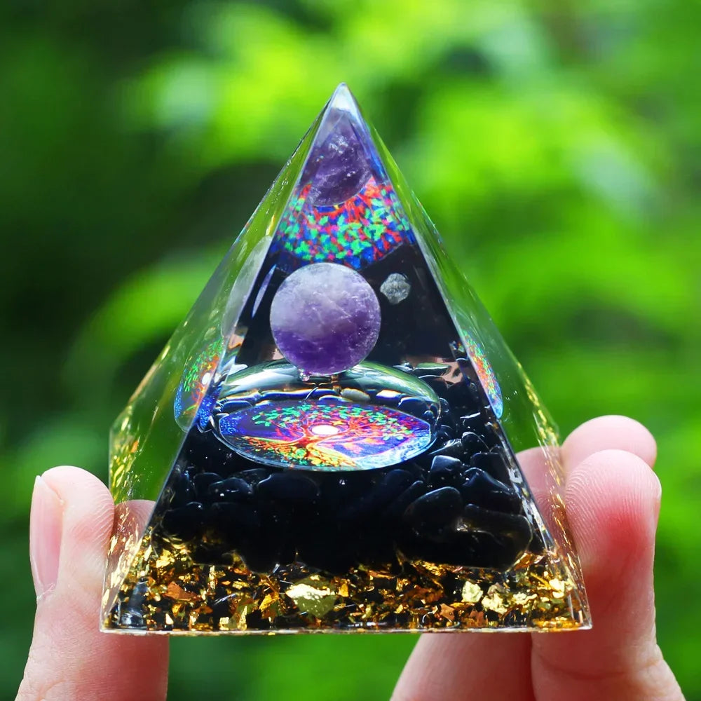 Natural Crystals Tiger Eye Tree of Life Orgonite Pyramid Healing Energy Reiki Chakra Multiplier Amethyst Meditation Lucky Stone