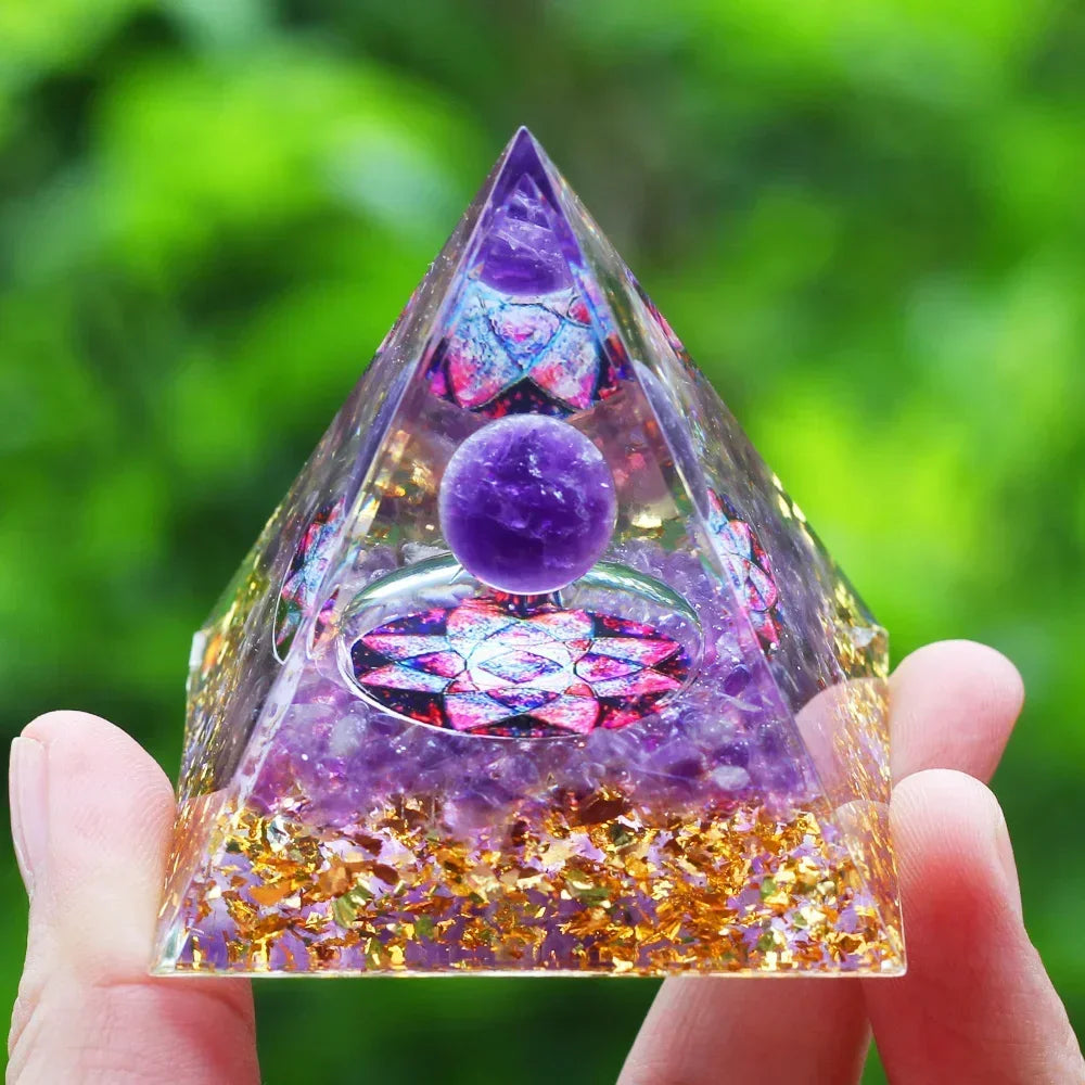 Natural Crystals Tiger Eye Tree of Life Orgonite Pyramid Healing Energy Reiki Chakra Multiplier Amethyst Meditation Lucky Stone
