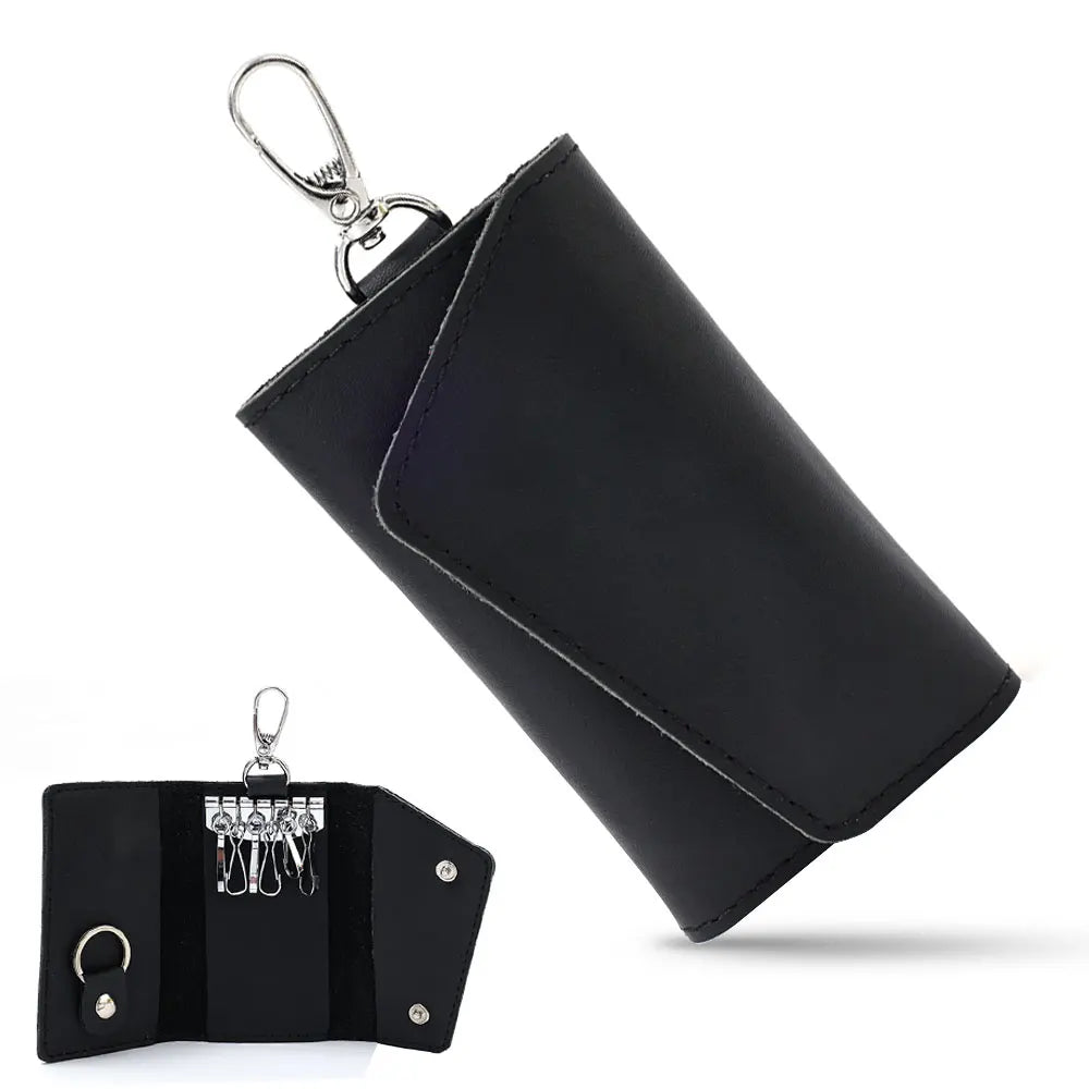 Car Key Case for Men Women Leather Wallets Key Holder Housekeeper Covers Zipper Bag Keychain Cover for Keys Organizer Card Bag