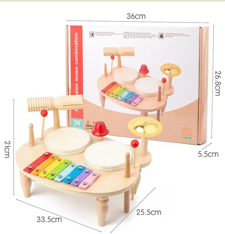 Wooden Xylophone Drum Set For Toddlers,Montessori Baby Musical Instruments Toys, Drum Set Percussion Instruments Musical Toys – Quick Setup | Sensory Regulation Station