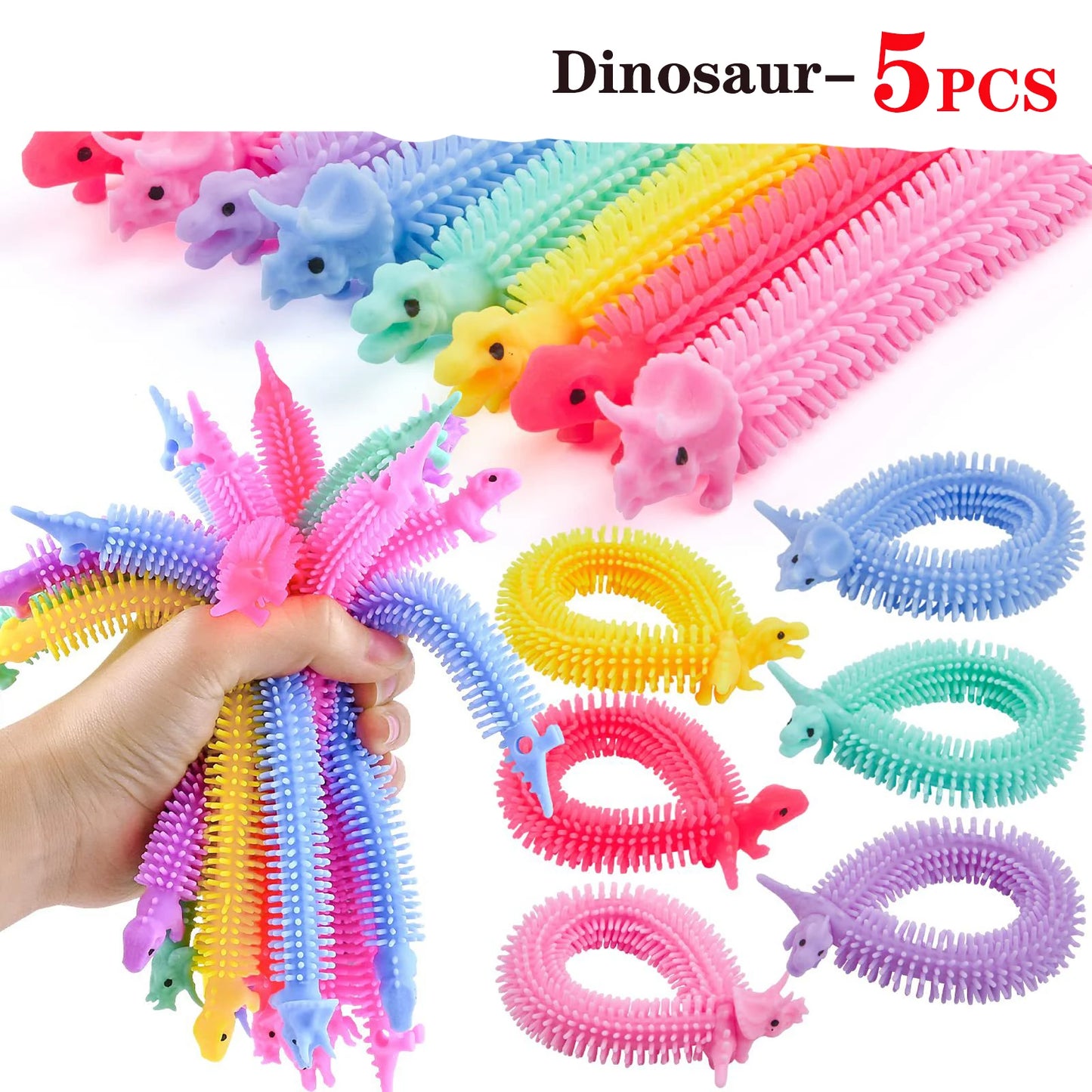 5/30PCS Funny Stretch Sensory Toys Unicorn Caterpillar Dinosaur Alpaca Kawaii Fidget Toys Stress Relief Gifts for Children Adult
