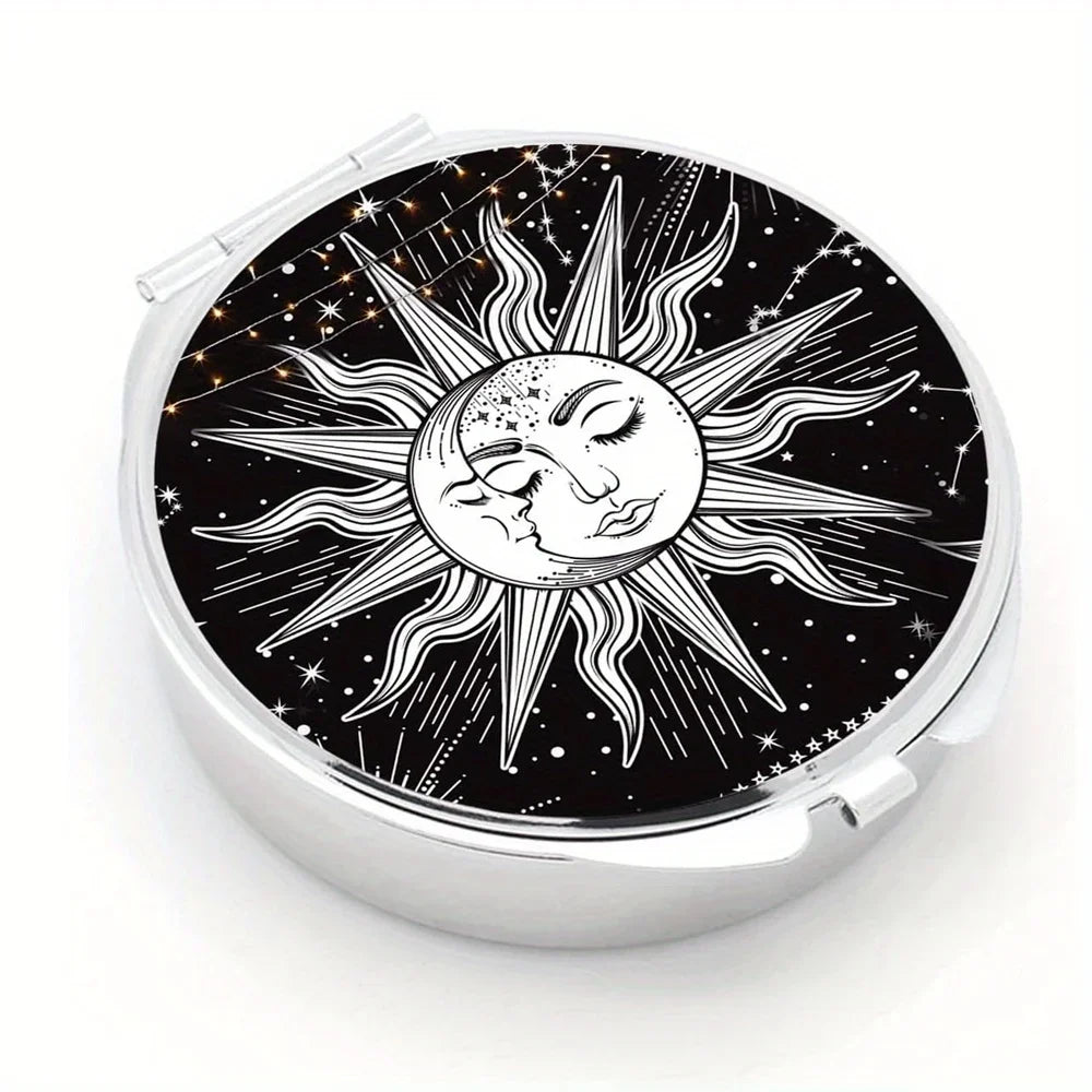 Small Pill Box Cute Pill Case for Travel Mini Pill Container Single Round Metal Pill Holder Organizer for Daily Medicine Supple