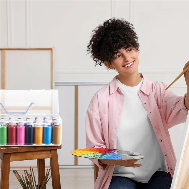 L19-3 Pcs Paint Storage Box For 2 Fl. Oz Acrylic Paints, Acrylic Portable Craft Art Organizer With Handle, 30 Bottles – Comfort‑First Design | Sensory Style