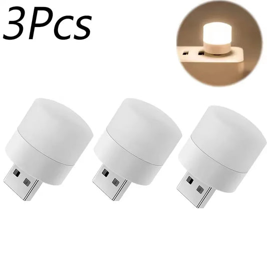 1-10Pcs Mini USB Night Light Warm White Eye Protection Book Reading Light USB Plug Computer Mobile Power Charging LED Night Lamp