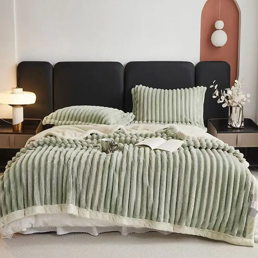 1pc Weighted Fleece Blanket -Soft, Warm, Throw for Bedroom, Living Room, Student Dormitory, Car, Sofa,8lbs With Sherpa