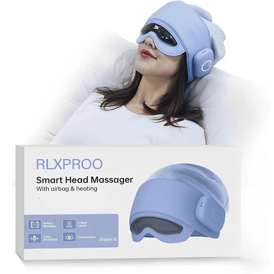 Head Massager for Fatigue Relief, Eye Massager with Heat, Head and Eye Massage for Stress Relief, Bluetooth-Capable, Ideal gifts